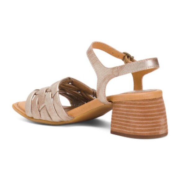 NEW BORN Shonie Leather Heeled Comfort Sandals Brown FOR WOMEN 254 4T2 - Picture 3 of 3